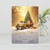 Gold Truck Christmas Tree Holiday Party Invitation (Debout devant)