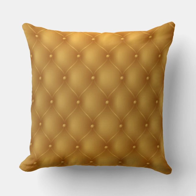 Gold Tufed Leather Print Pillow Kussen (Voorkant)