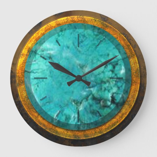 Gold & Turquoise 1 Wall Clocks Grote Klok (Voorkant)