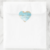 Gold Turquoise Abstracte naam Datum legant Wedding Hart Sticker (Tas)