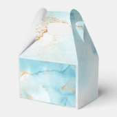 Gold Turquoise Abstracte naam Modern Wedding Bedankdoosjes (Achterkant)