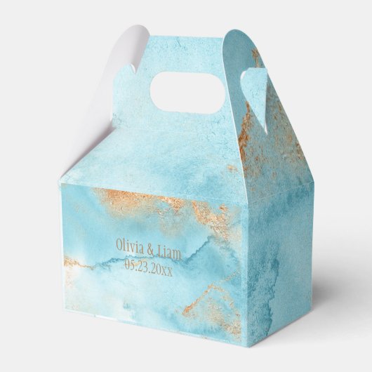 Gold Turquoise Abstracte naam Modern Wedding Bedankdoosjes (Voorkant Zijde)