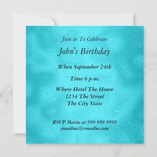 Gold Turquoise Anniversaire Invitations (Dos)