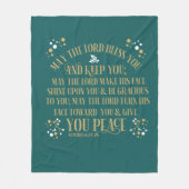 Gold Turquoise Blessing Numbers Scripting Prayer  Fleece Deken (Voorkant)