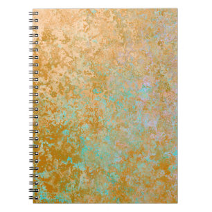 Gold & Turquoise Blue Patina Alcohol Ink Abstract Notitieboek