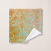 Gold & Turquoise Blue Patina Encre d'alcool Abstra (Gant de toilette)