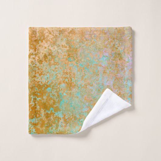 Gold & Turquoise Blue Patina Encre d'alcool Abstra (Gant de toilette)