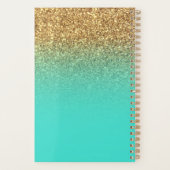 Gold Turquoise Glitter Ombre Personalized Planner (Achterkant)