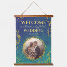 Gold Turquoise Rustic Crystal Wedding Welcome Sign Hangend Wandkleed