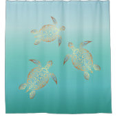 Gold Turquoise Turtles Douchegordijn (Voorkant)