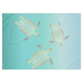 Gold Turquoise Turtles Tafelkleed (Voorkant (Horizontaal))