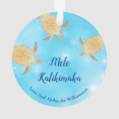 Gold Turtles Mele Kalikimaka gepersonaliseerd Ornament (achterkant)