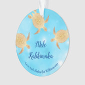 Gold Turtles Mele Kalikimaka gepersonaliseerd Ornament (voorkant)