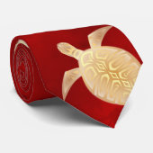 Gold Turtles Red | Kerstmis in Hawaïti Stropdas (Opgerold)