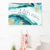 Gold Turtles Teal Ink | Custom Birthday Spandoek (Insitu)