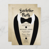 Gold Tuxedo Bow Cravate Bachelor Invitation de la (Devant / Derrière)