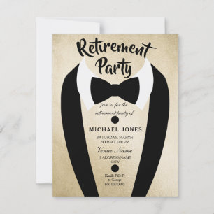 Gold Tuxedo Bow Cravate de retraite Invitation