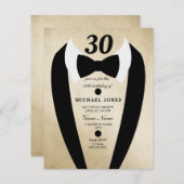 Gold Tuxedo Bow Stropdas Mannen 30e verjaardag Uit Kaart (Voorkant / Achterkant)
