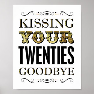  Gold TWENTIES GOODBYE-gebarsten afdrukken Poster