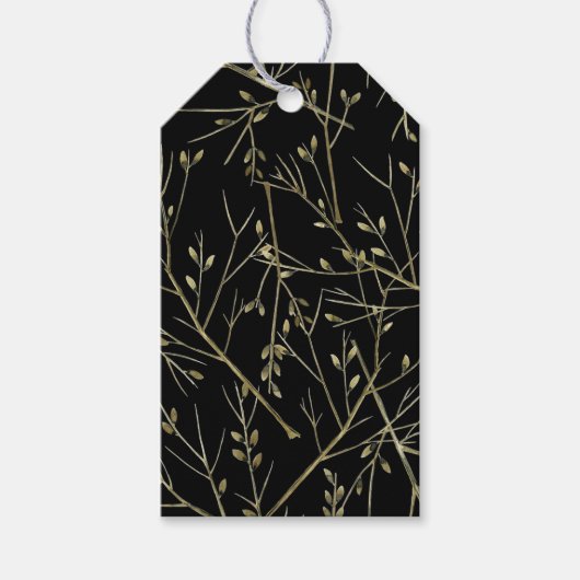 Gold Twigs on Black Cadeaulabel (Voorkant)