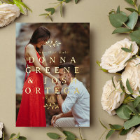 Gold Twigs Typografie Foto QR Code Save Our Date