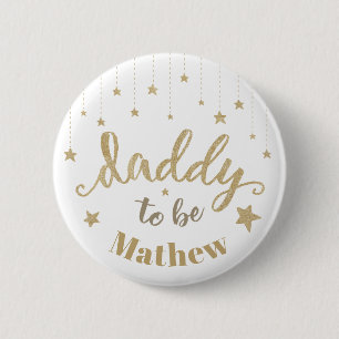 Gold Twinkle Little Star Baby shower Dad om te wor Ronde Button 5,7 Cm