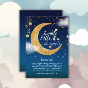 Gold Twinkle Little Star Dromerig Baby shower Bedankkaart