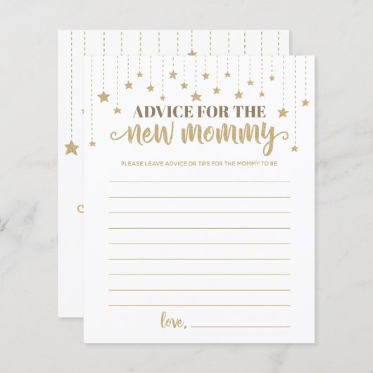 Gold Twinkle Little Star Shower Advice for New Mam (Voorkant / Achterkant)