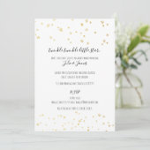 Gold Twinkle Little Stars Baby Shower Invitations (Debout devant)