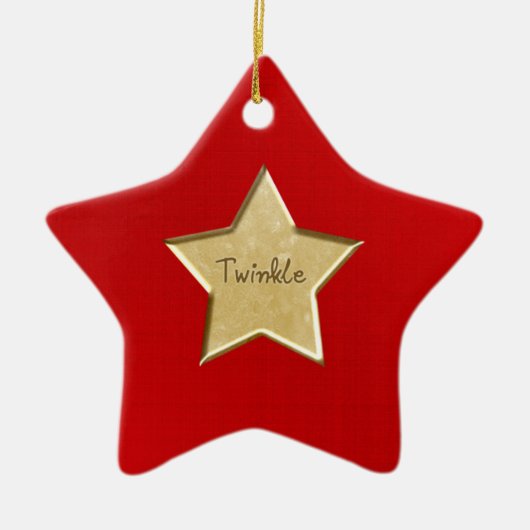 Gold Twinkle Star-kerstversiering Keramisch Ornament (Voorkant)