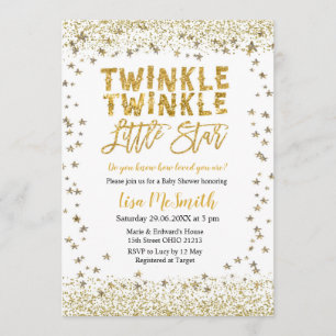 Gold Twinkle Twinkle Little Star Baby shower Kaart