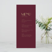 Gold Type Deco Burgundy Mariage Diner Menu Boisson (Debout devant)