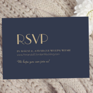 Gold Type Deco   Donkere bruiloft bij de marine RSVP Kaartje