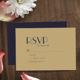Gold Type Deco | Donkere marineslag RSVP-Kaart RSVP Kaartje