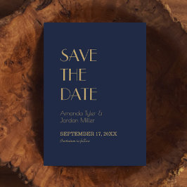 Gold Type Deco | Donkere marineverbinding met de d Save The Date