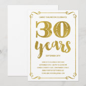 Gold Typografie 30th Birthday Party Kaart (Voorkant / Achterkant)