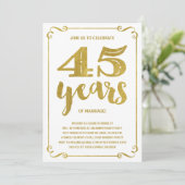  Gold Typografie 45e Jubileum Kaart (Staand voorkant)