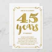  Gold Typografie 45e Jubileum Kaart (Voorkant / Achterkant)