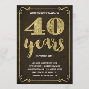 Gold Typografie Faux Foil 40th Birthday Party Kaart