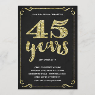 Gold Typografie   Faux Foil 45th Birthday Party Kaart