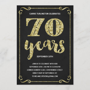 Gold Typografie Faux Foil 70th Birthday Party Kaart