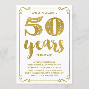 Gold Typografie   Faux-Folie 50e Jubileum Kaart