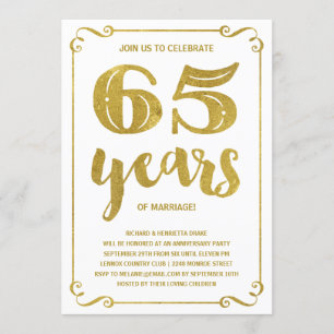 Gold Typografie   Faux-Folie 65e Jubileum Kaart