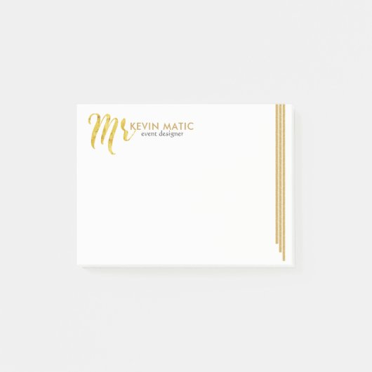 Gold Typografie Mr Gold Stripes Modern Design Post-it® Notes (Voorkant)