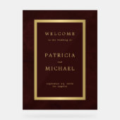 Gold typography deep burgundy acrylic welcome sign (Recto)
