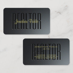 Gold Typography Script Black & Grey Realtor Visitekaartje