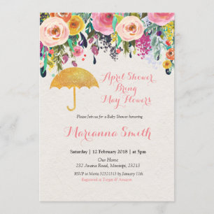 Gold Umbrella April Shower brengt May Flowers Kaart