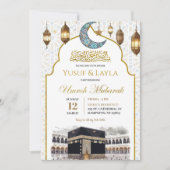 Gold Umroh Mubarak Moslim Uitnodiging, Kaart (Voorkant)