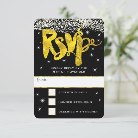 Gold Under the Stars Wedding RSVP (Debout devant)
