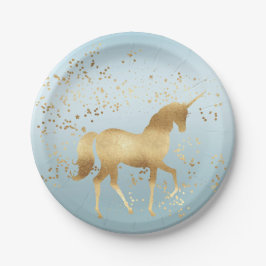 Gold Unicorn Aqua Ombre Papieren Bordje